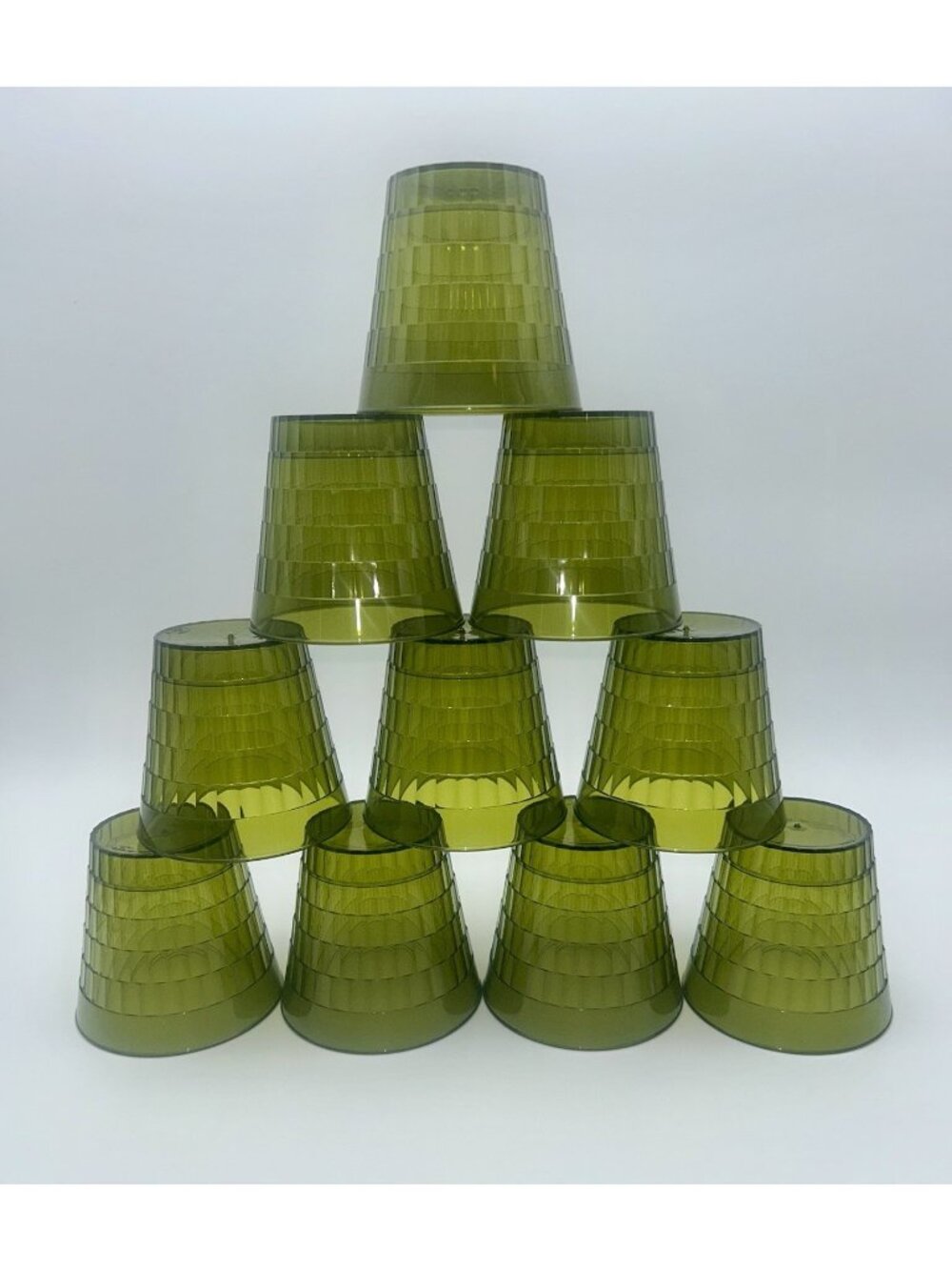 Set of 10-Vintage St. Paul Plastics Inc.- Avocado Textured Glasses/Tumblers-3"